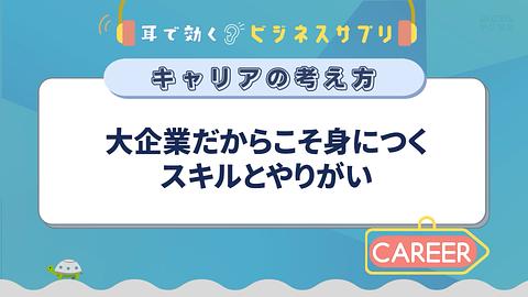 大企業だからこそ身につくスキルとやりがい／耳で効く！ビジネスサプリ　キャリアの考え方